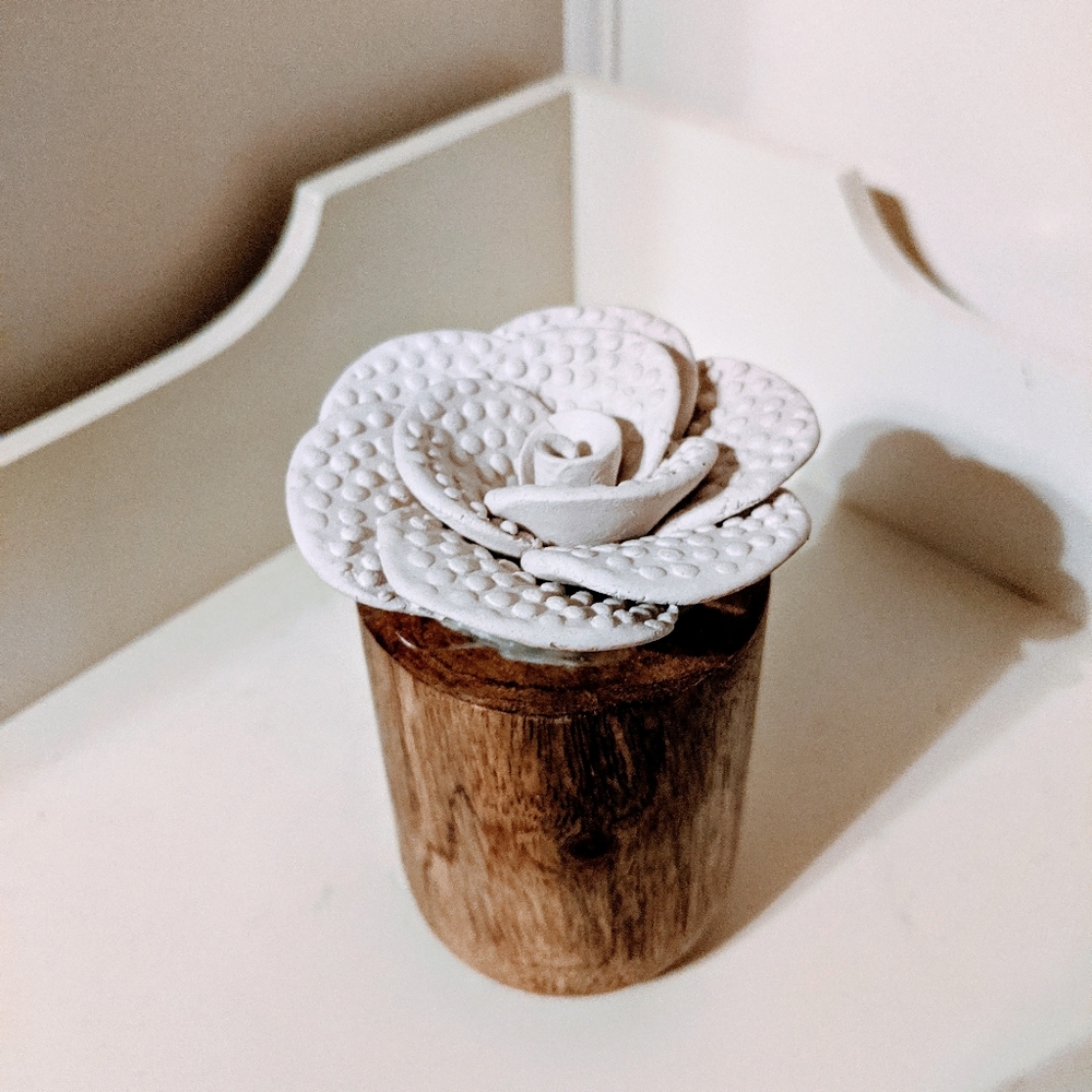 Handmade Clay and Wood Flower Decoration